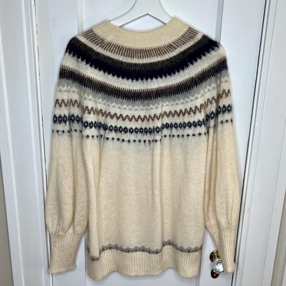 J.Crew Collection Alpaca and Wool Fair Isle Fuzzy Oversized Sweater - L - Picture 5 of 13